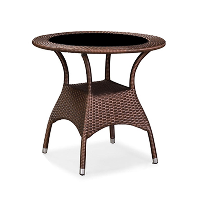 Metal and Glass Patio Table Industrial Style Home Balcony Outdoor Bistro Table