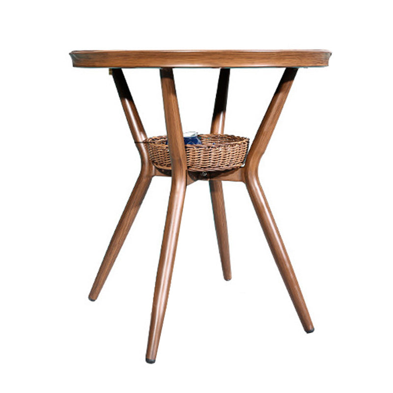 Metal and Glass Patio Table Industrial Style Home Balcony Outdoor Bistro Table