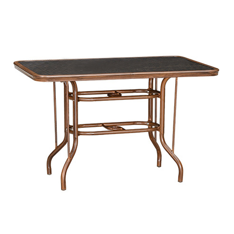 Metal and Glass Patio Table Industrial Style Home Balcony Outdoor Bistro Table