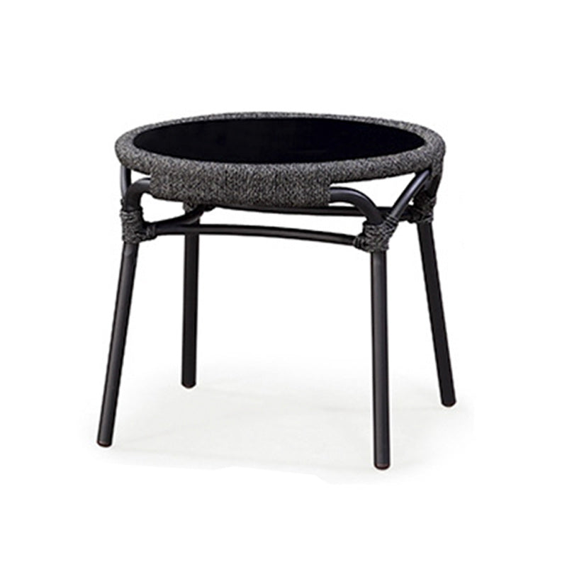 Metal and Glass Patio Table Industrial Style Home Balcony Outdoor Bistro Table