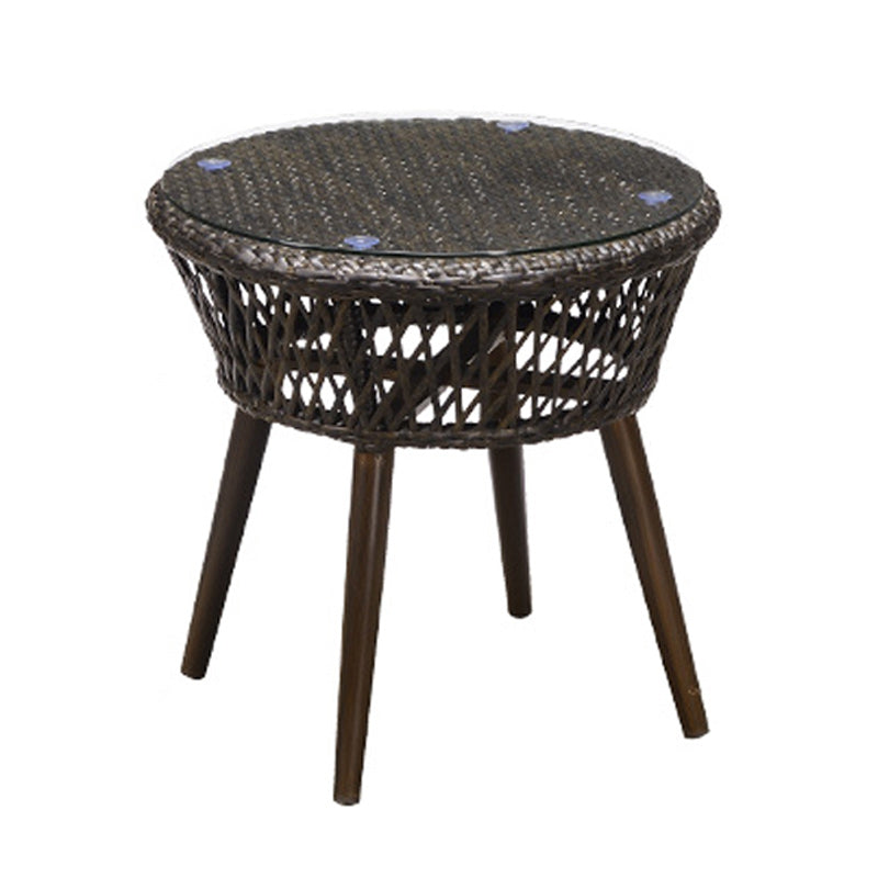 Metal and Glass Patio Table Industrial Style Home Balcony Outdoor Bistro Table