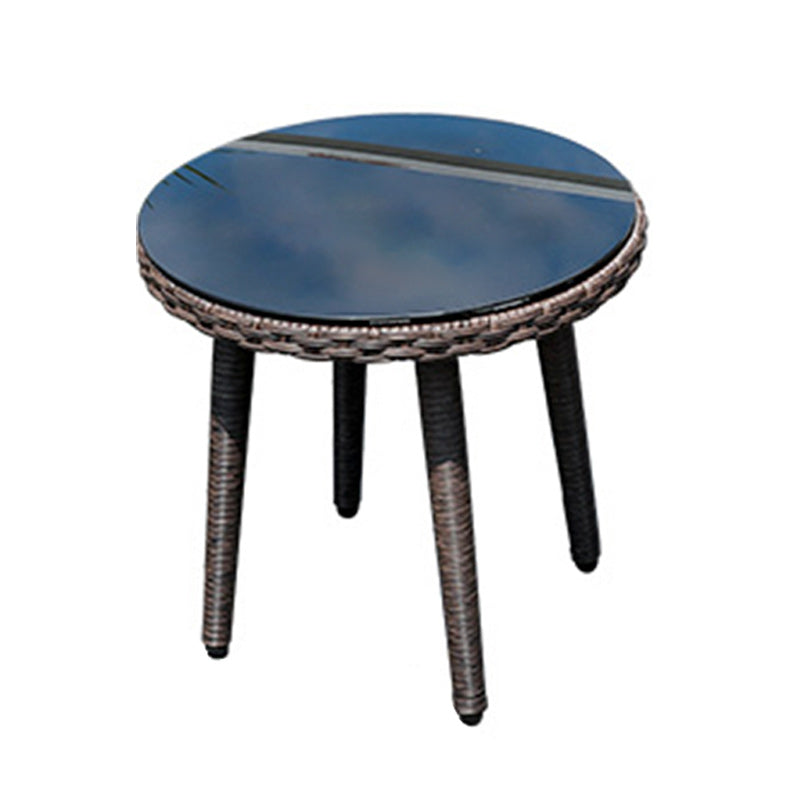 Metal and Glass Patio Table Industrial Style Home Balcony Outdoor Bistro Table