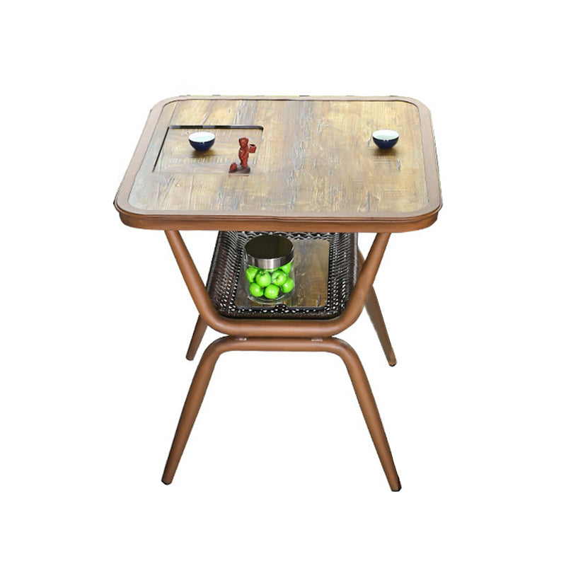 Metal and Glass Patio Table Industrial Style Home Balcony Outdoor Bistro Table