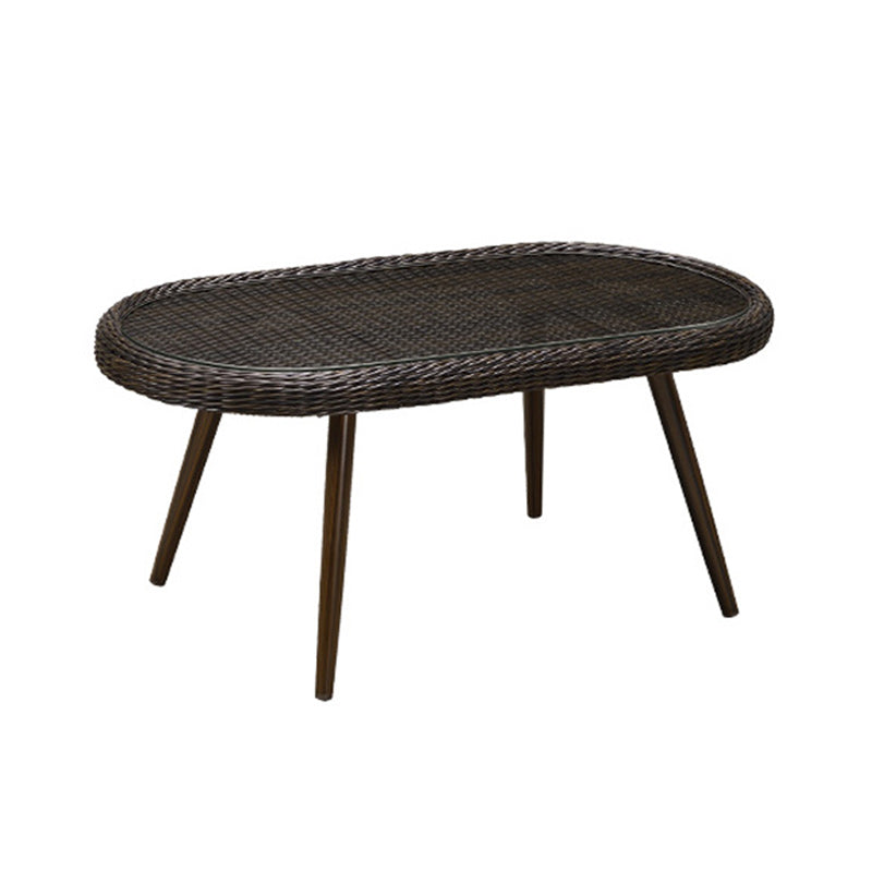 Metal and Glass Patio Table Industrial Style Home Balcony Outdoor Bistro Table