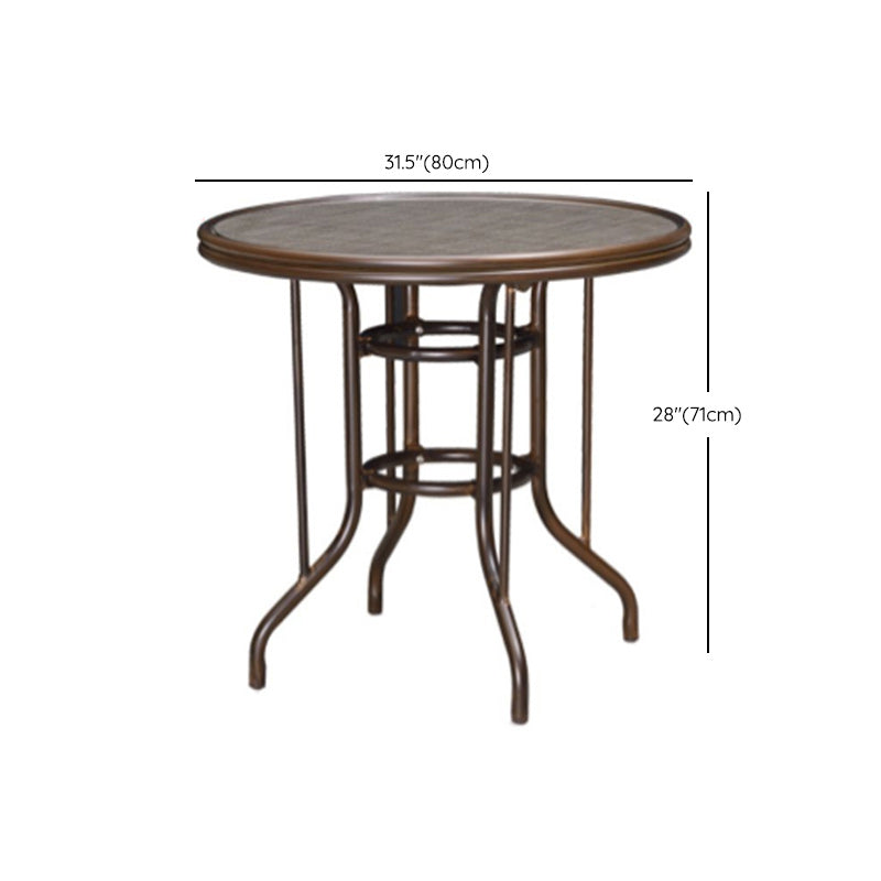 Metal and Glass Patio Table Industrial Style Home Balcony Outdoor Bistro Table