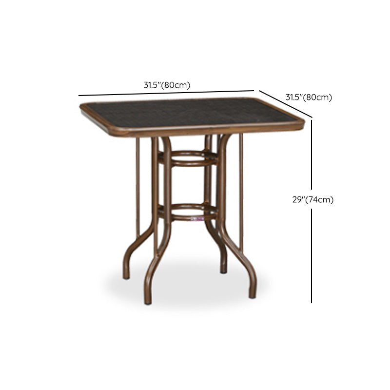 Metal and Glass Patio Table Industrial Style Home Balcony Outdoor Bistro Table