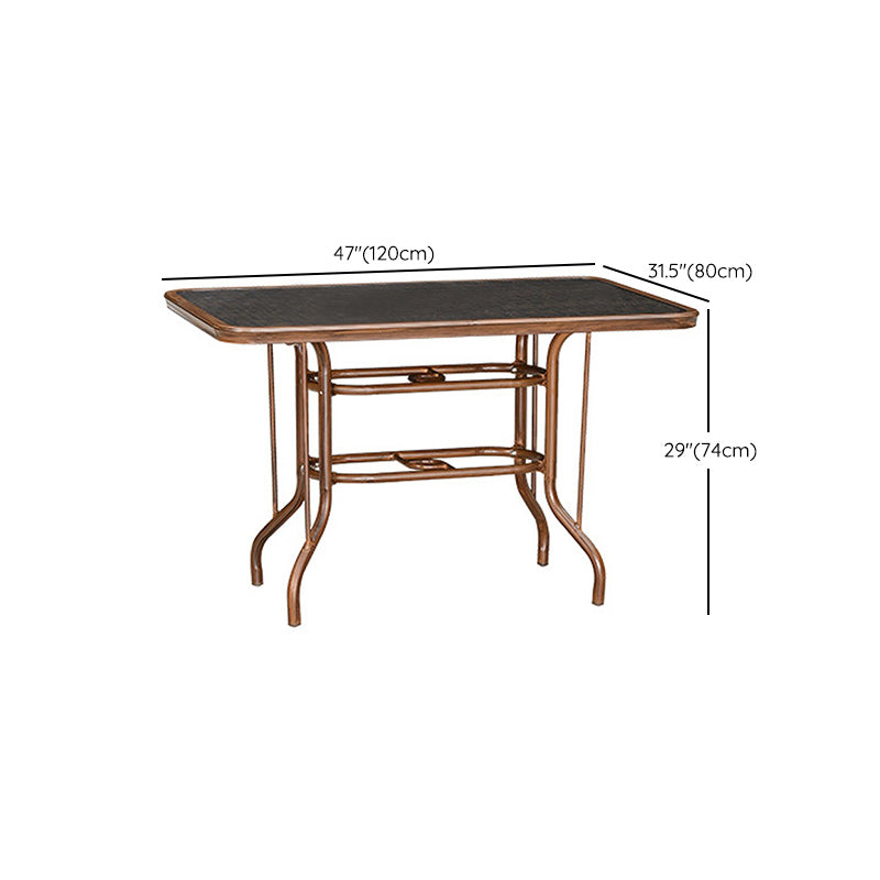 Metal and Glass Patio Table Industrial Style Home Balcony Outdoor Bistro Table