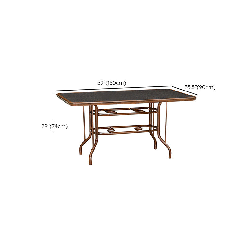 Metal and Glass Patio Table Industrial Style Home Balcony Outdoor Bistro Table