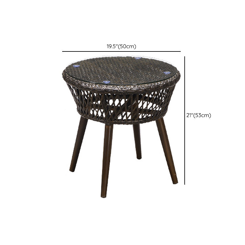 Metal and Glass Patio Table Industrial Style Home Balcony Outdoor Bistro Table