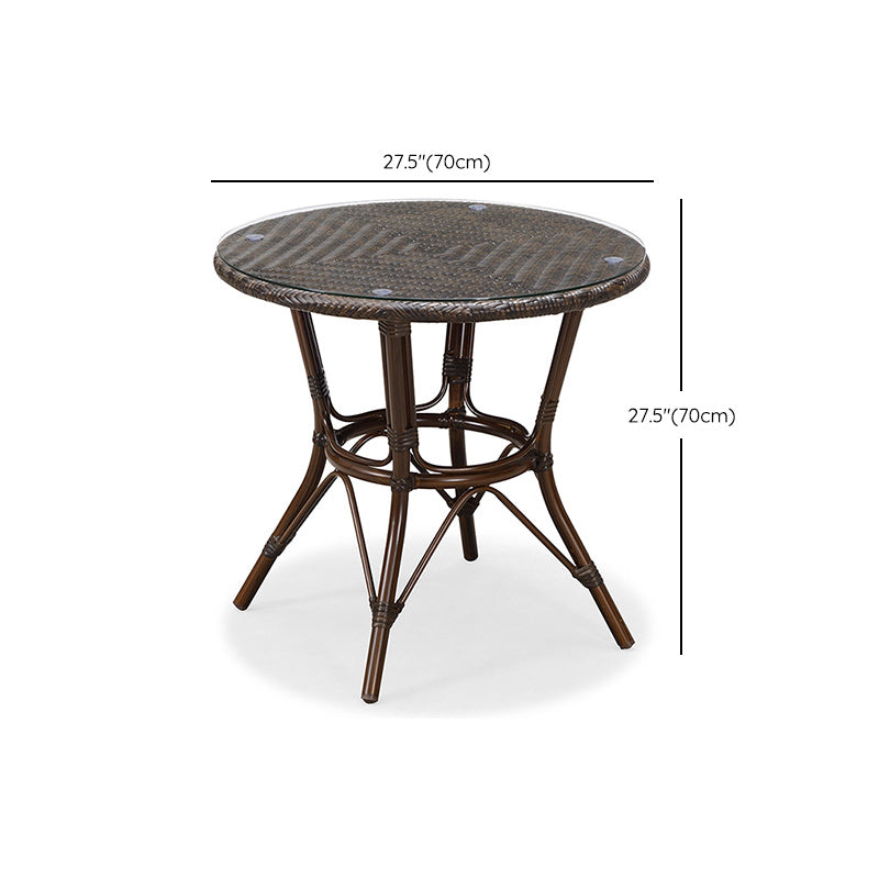 Metal and Glass Patio Table Industrial Style Home Balcony Outdoor Bistro Table