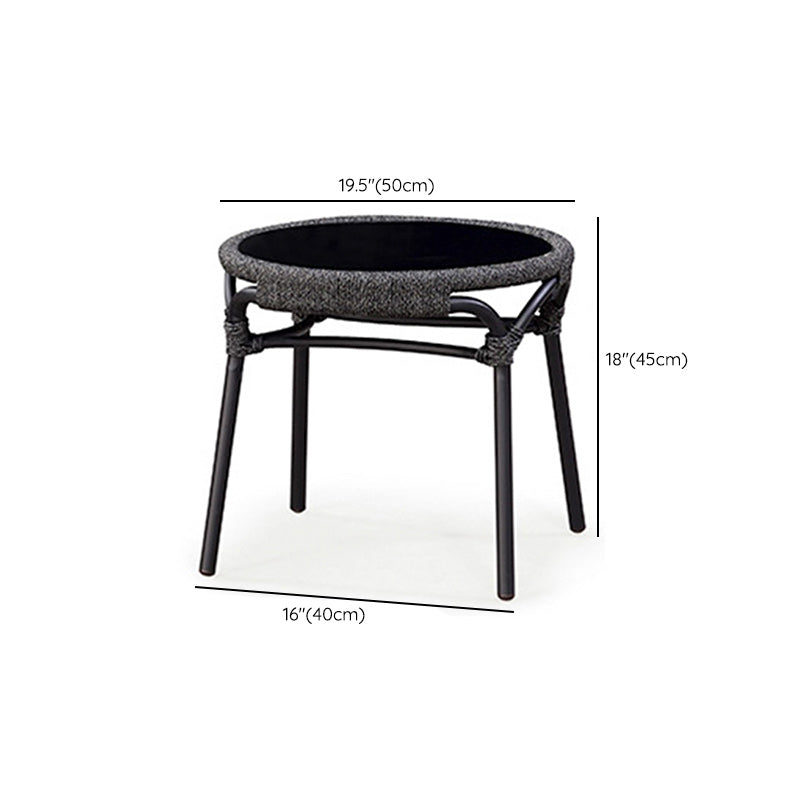 Metal and Glass Patio Table Industrial Style Home Balcony Outdoor Bistro Table