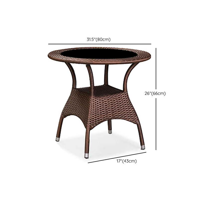 Metal and Glass Patio Table Industrial Style Home Balcony Outdoor Bistro Table