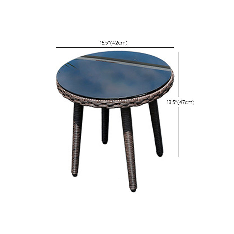 Metal and Glass Patio Table Industrial Style Home Balcony Outdoor Bistro Table