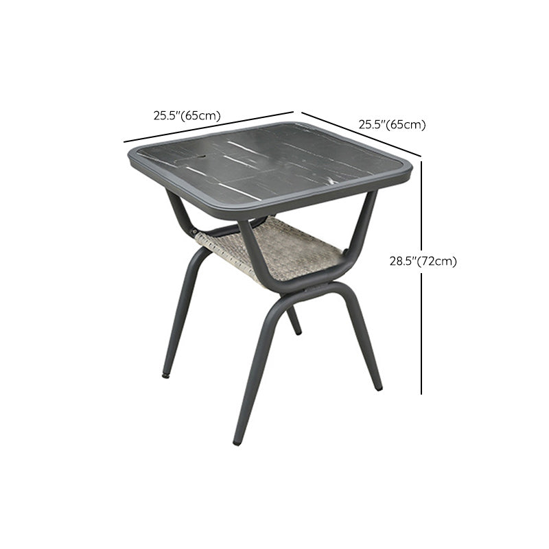 Metal and Glass Patio Table Industrial Style Home Balcony Outdoor Bistro Table