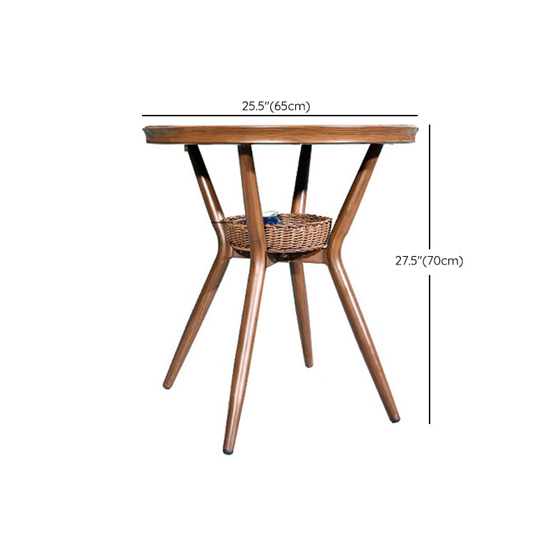 Metal and Glass Patio Table Industrial Style Home Balcony Outdoor Bistro Table