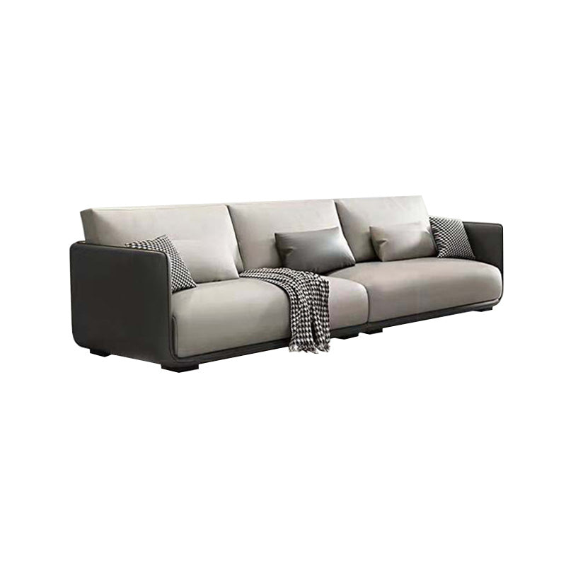 Loose Back Seating Square Arm Mid Century Modern Sofa in Gray