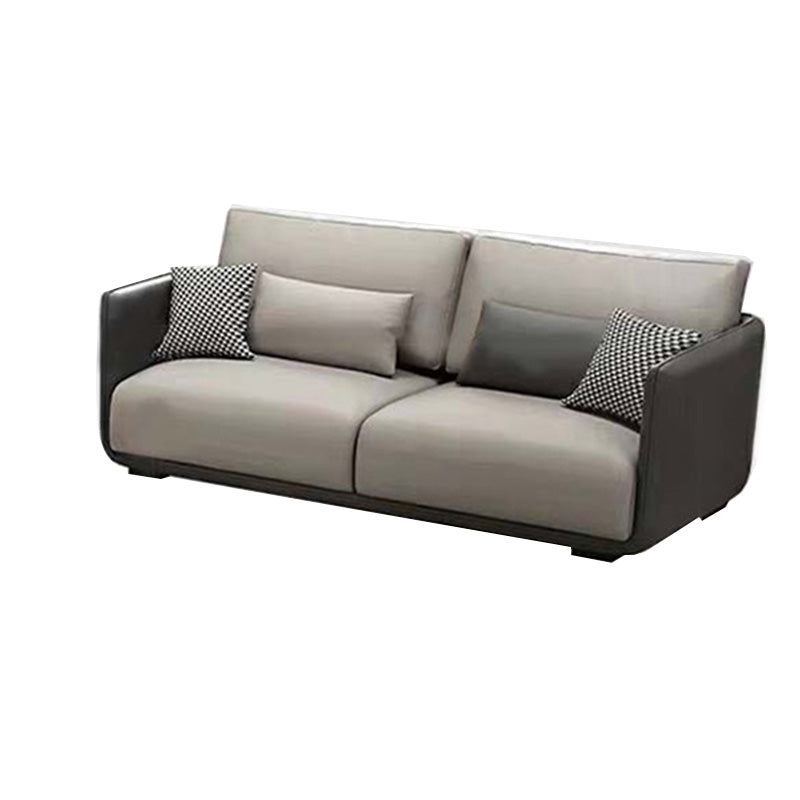 Loose Back Seating Square Arm Mid Century Modern Sofa in Gray