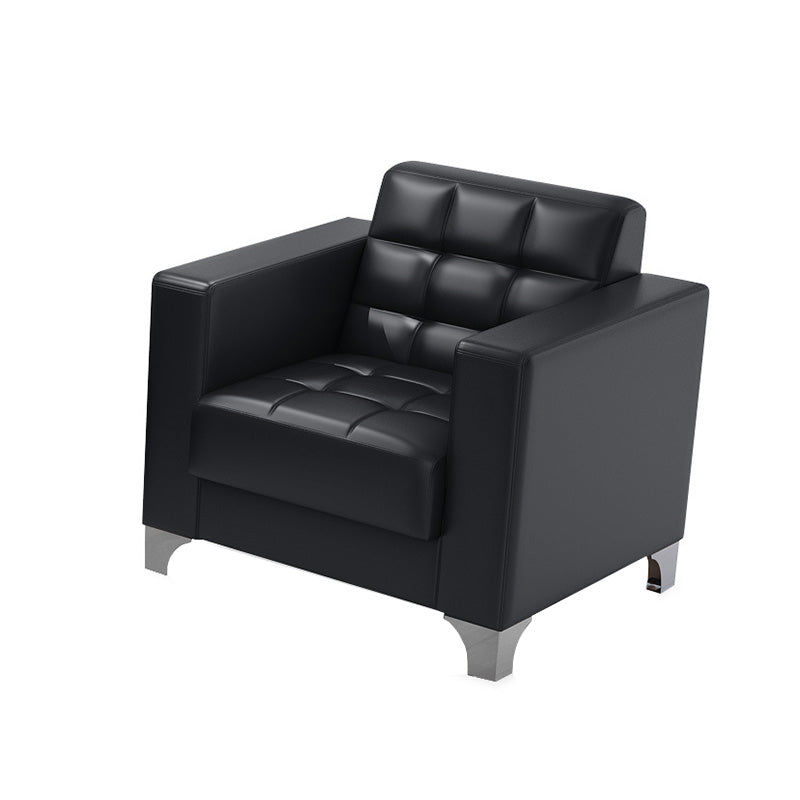 Square Arm Biscuit Back Sofa Industrial 1/3-seater Faux Leather Sofa