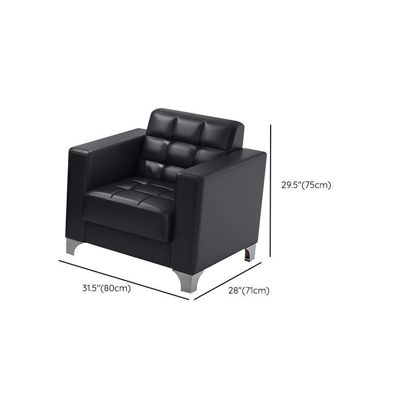 Square Arm Biscuit Back Sofa Industrial 1/3-seater Faux Leather Sofa