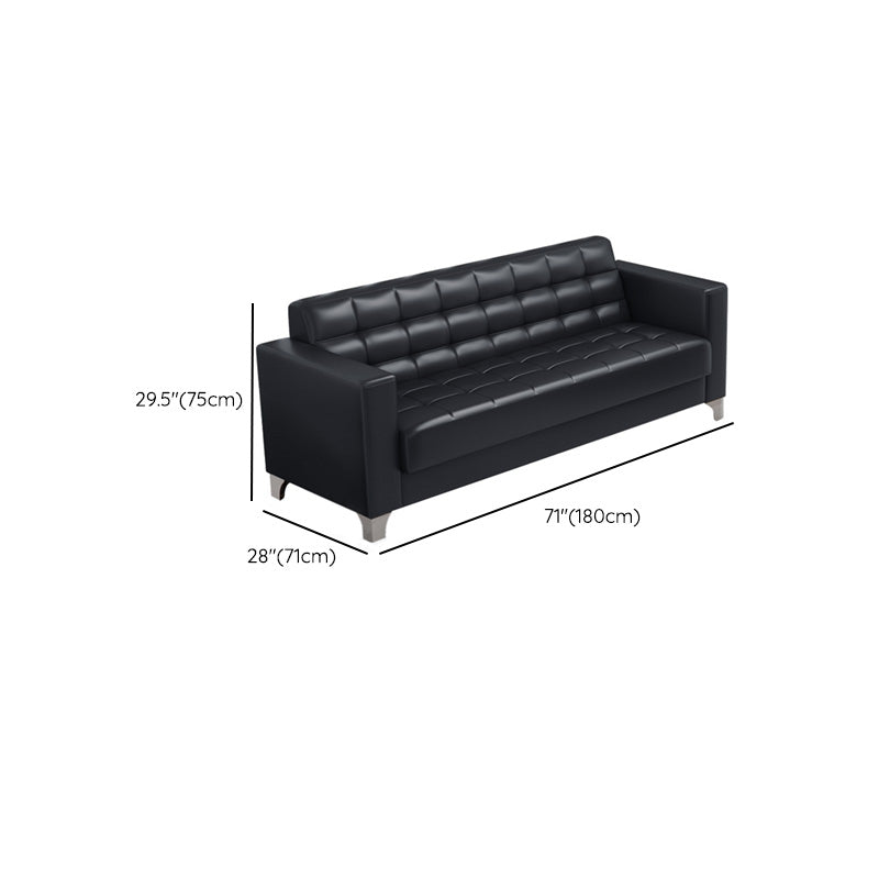 Square Arm Biscuit Back Sofa Industrial 1/3-seater Faux Leather Sofa