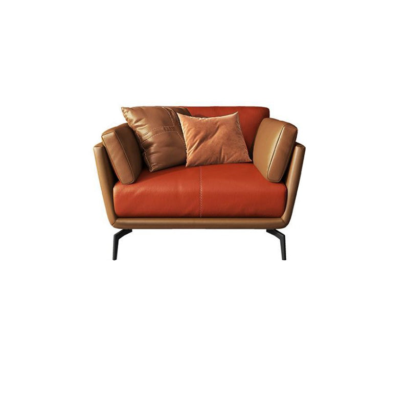 Contemporary Pillow Top Arm Seating Cushions with Pillows Sofa in Orange