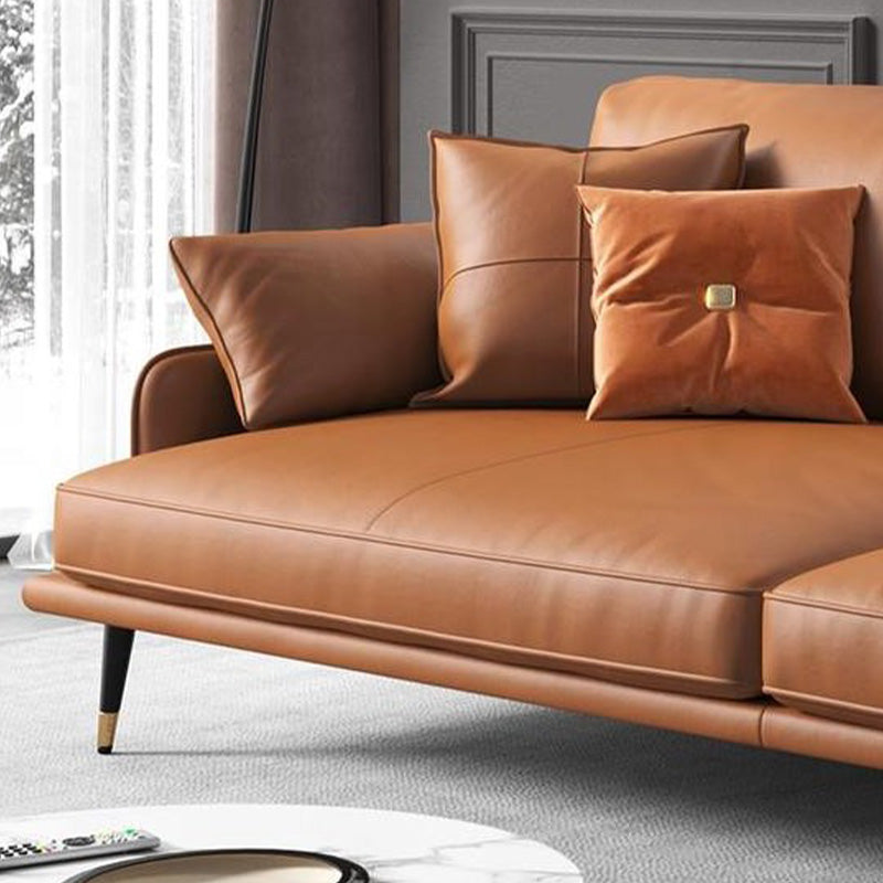 Contemporary Pillow Top Arm Seating Cushions with Pillows Sofa in Orange