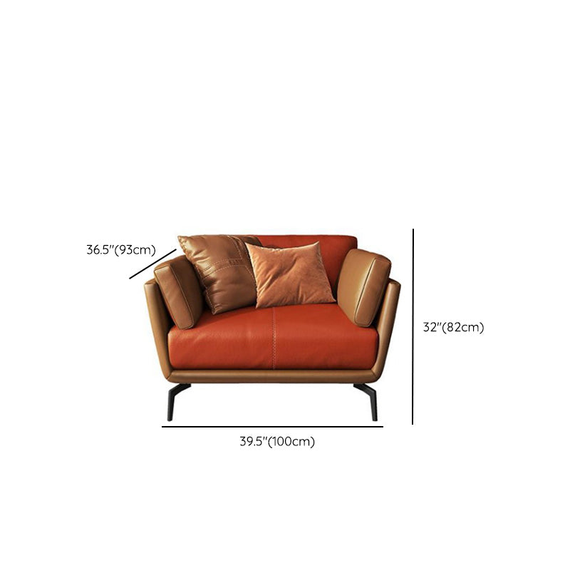Contemporary Pillow Top Arm Seating Cushions with Pillows Sofa in Orange