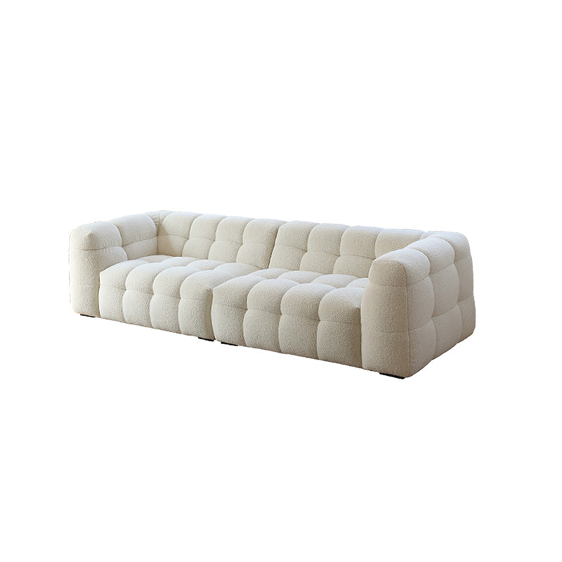 27.55" Tall Tuxedo Arm Sofa Fabric Biscuit Back Sofa in White