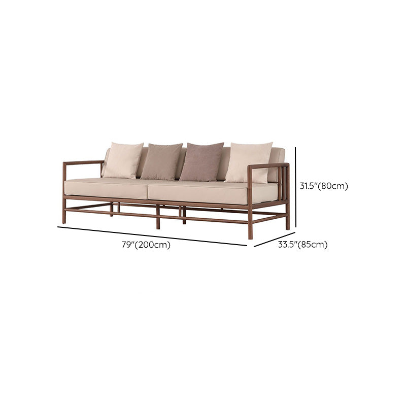 Tropical Loose Back Seating Square Arm Sofa in Brown and Beige