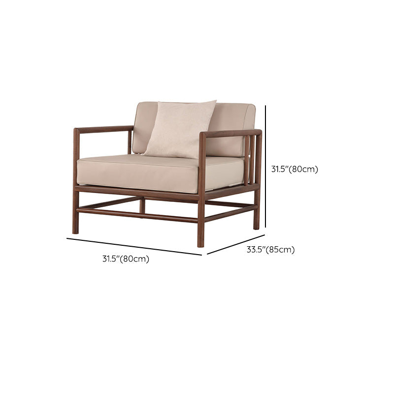 Tropical Loose Back Seating Square Arm Sofa in Brown and Beige