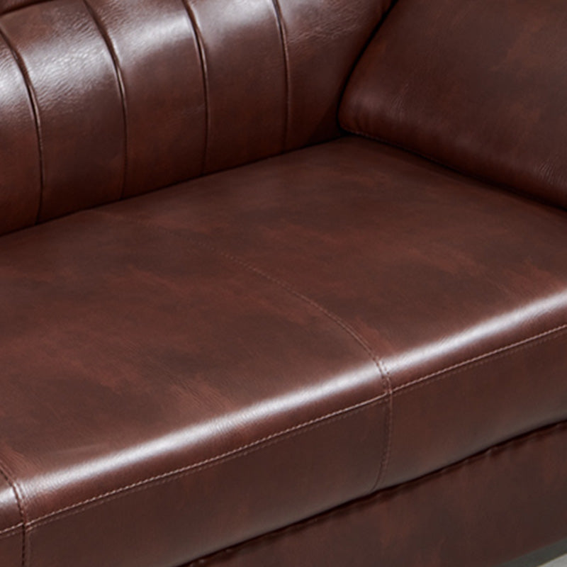 Industrial Biscuit Back Seating Flared Arm Sofa in Dark Brown