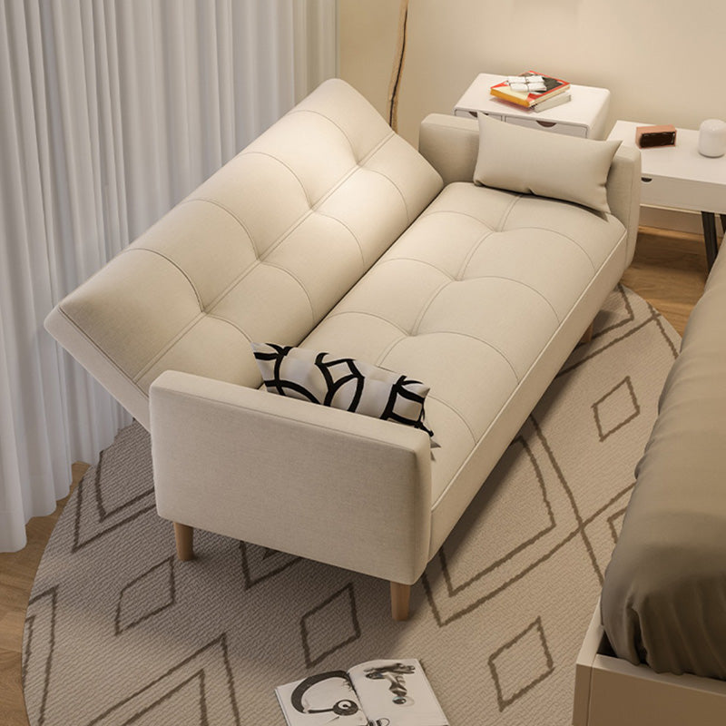 Tufted Split-Back Seating Leather Square Arm Sofa with Pillows