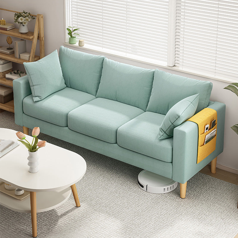 Modern Square Arm Sofa Wooden Standard Sofa for Living Room with Cushions Back