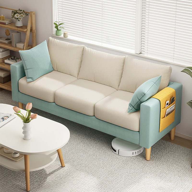 Modern Square Arm Sofa Wooden Standard Sofa for Living Room with Cushions Back