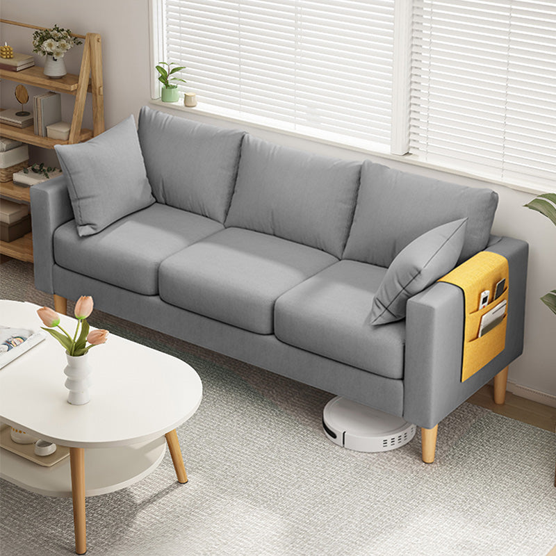 Modern Square Arm Sofa Wooden Standard Sofa for Living Room with Cushions Back