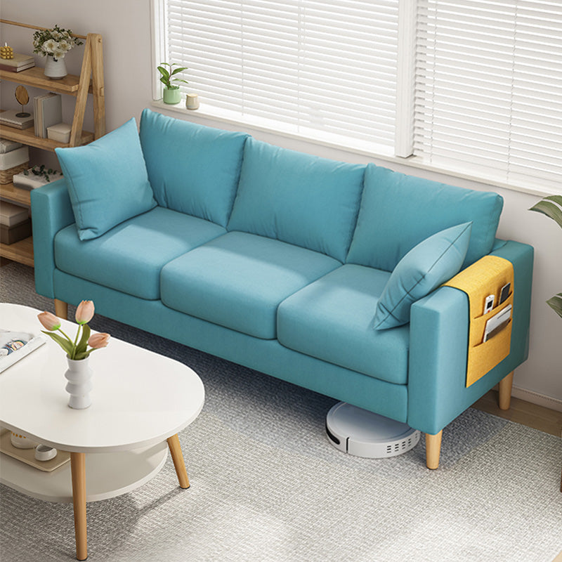 Modern Square Arm Sofa Wooden Standard Sofa for Living Room with Cushions Back