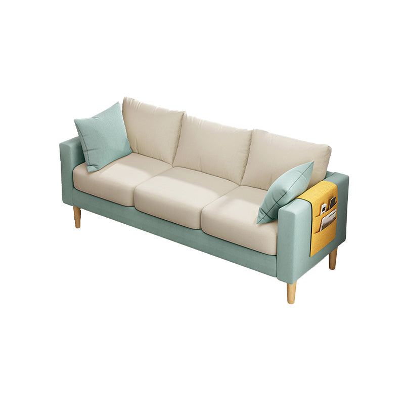 Modern Square Arm Sofa Wooden Standard Sofa for Living Room with Cushions Back