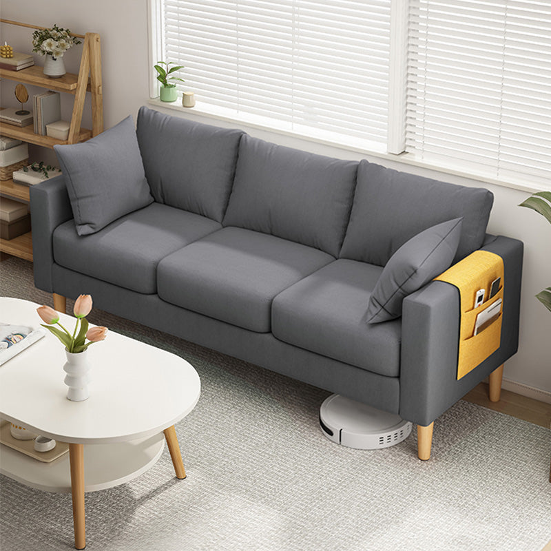 Modern Square Arm Sofa Wooden Standard Sofa for Living Room with Cushions Back