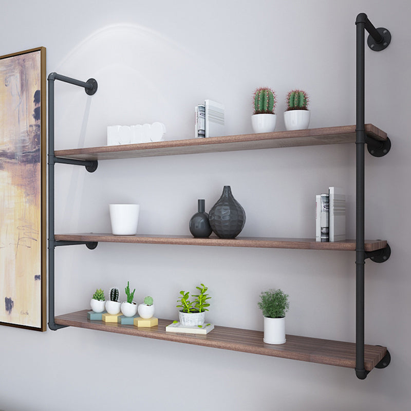 Industrial Closed Back Bookshelf Floating Wooden Natural Bookcase