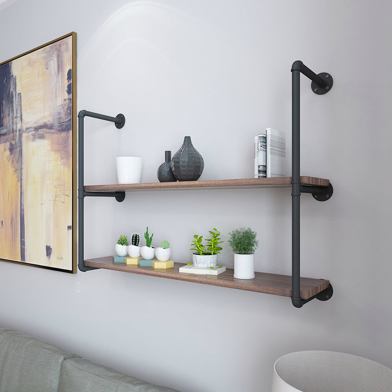 Industrial Closed Back Bookshelf Floating Wooden Natural Bookcase