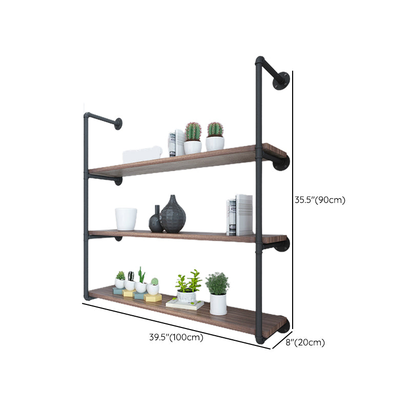 Industrial Closed Back Bookshelf Floating Wooden Natural Bookcase