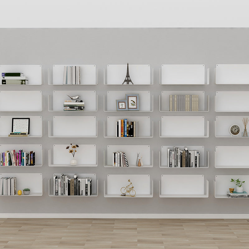 Contemporary Metal Bookshelf Floating Closed Back Bookcase with Shelves