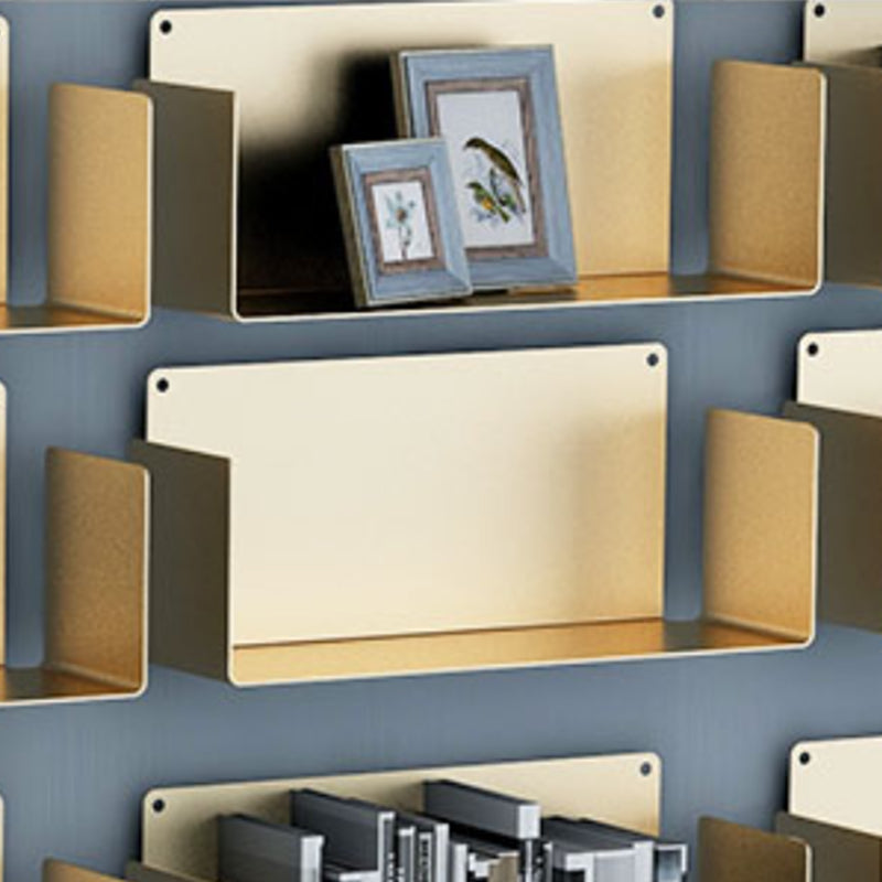 Contemporary Floating Bookcase Metal Closed Back Bookshelf with Shelves