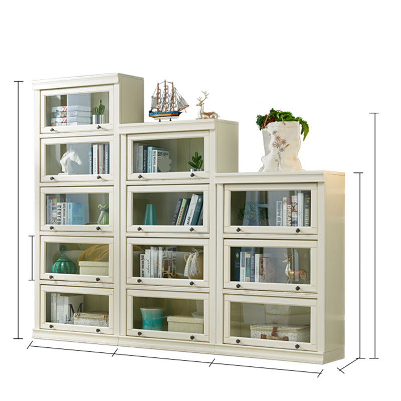 Contemporary Wooden Bookshelf White Standard Shelf Bookcase for Home O