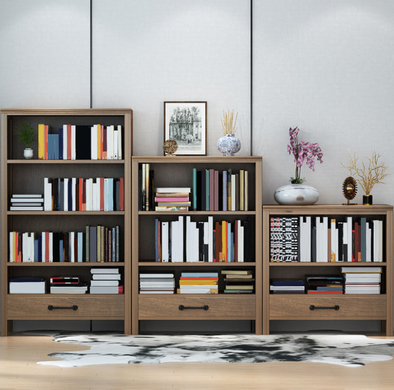 Contemporary Standard Bookcase Closed Back Wooden Bookshelf with Shelves