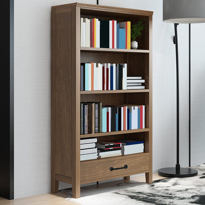 Contemporary Standard Bookcase Closed Back Wooden Bookshelf with Shelves