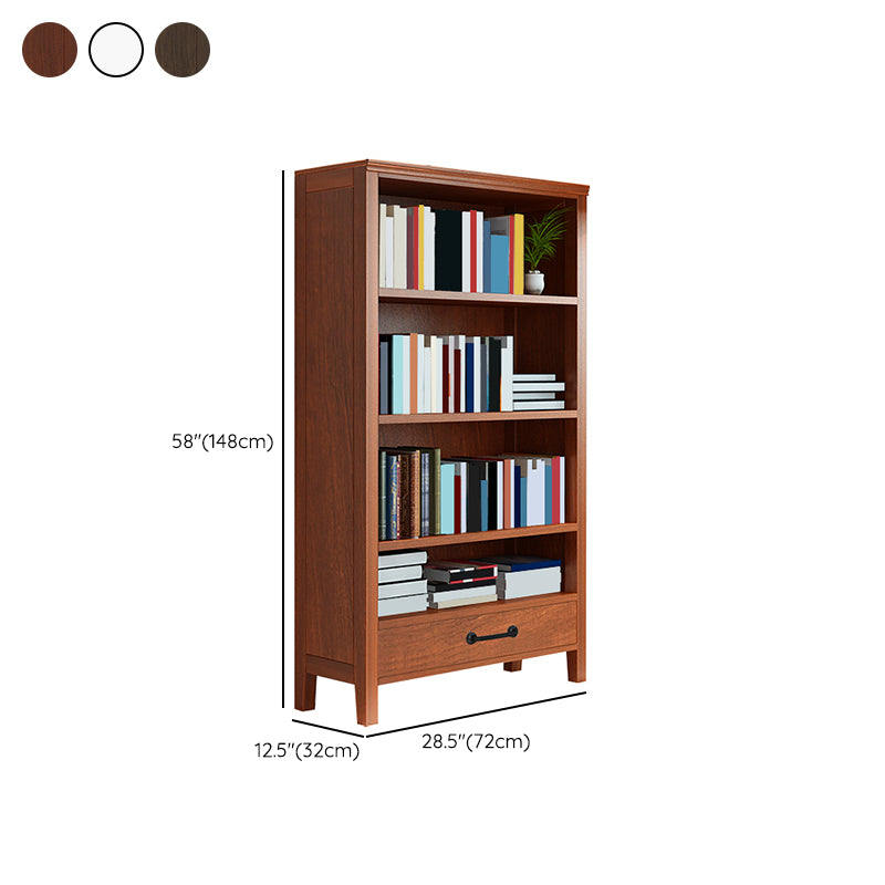 Contemporary Standard Bookcase Closed Back Wooden Bookshelf with Shelves