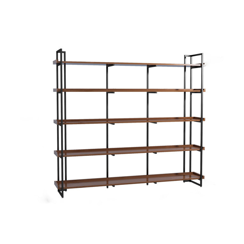 Industrial Antique Finish Bookcase Metal Etagere Bookshelf with Rectangular Shelves