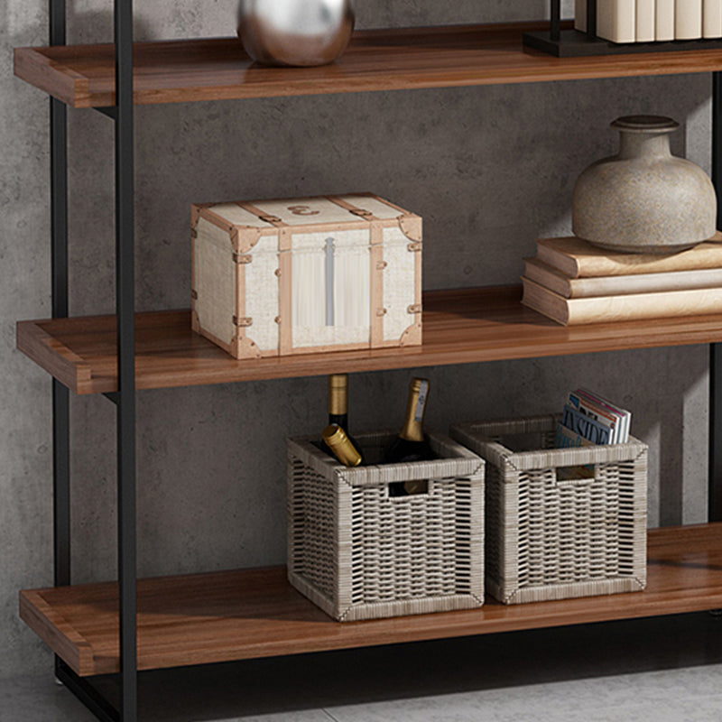 Industrial Antique Finish Bookcase Metal Etagere Bookshelf with Rectangular Shelves
