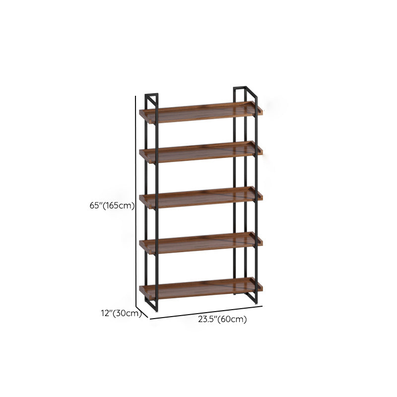 Industrial Antique Finish Bookcase Metal Etagere Bookshelf with Rectangular Shelves